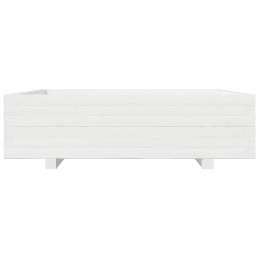 Jardinière blanc 90x90x26,5 cm bois de pin massif - 5