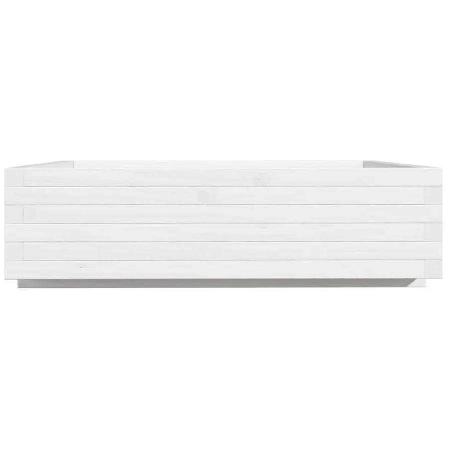 Jardinière blanc 90x90x26,5 cm bois de pin massif - 6