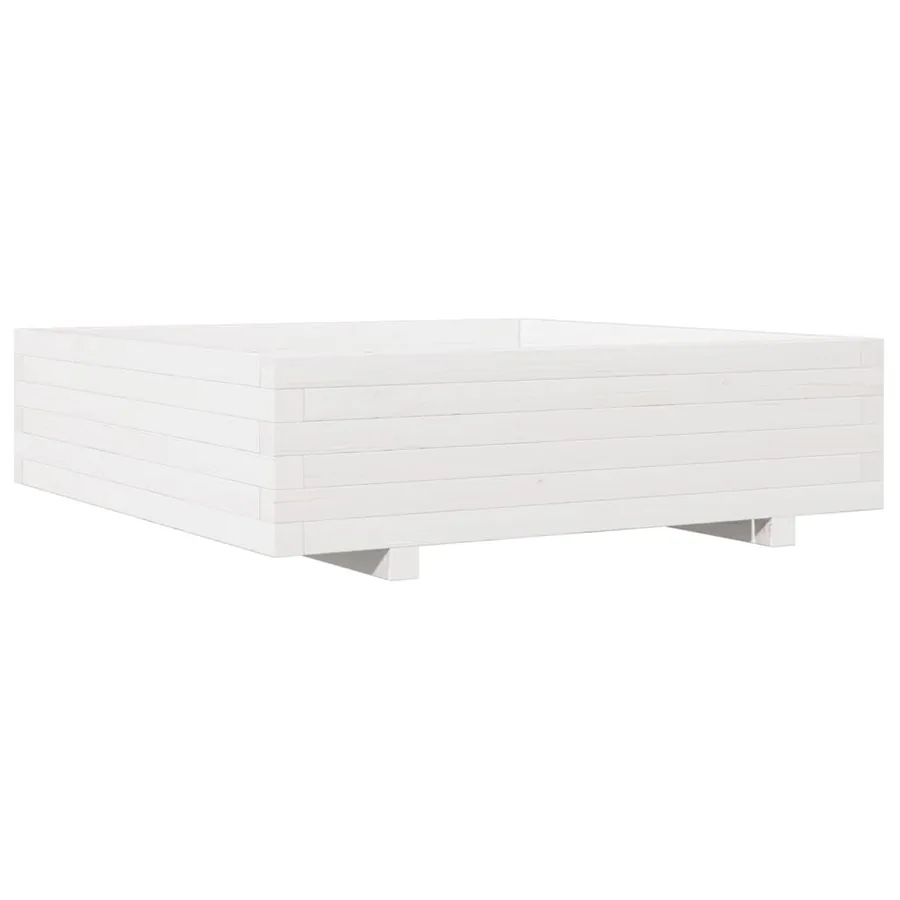 Jardinière blanc 90x90x26,5 cm bois de pin massif - 7