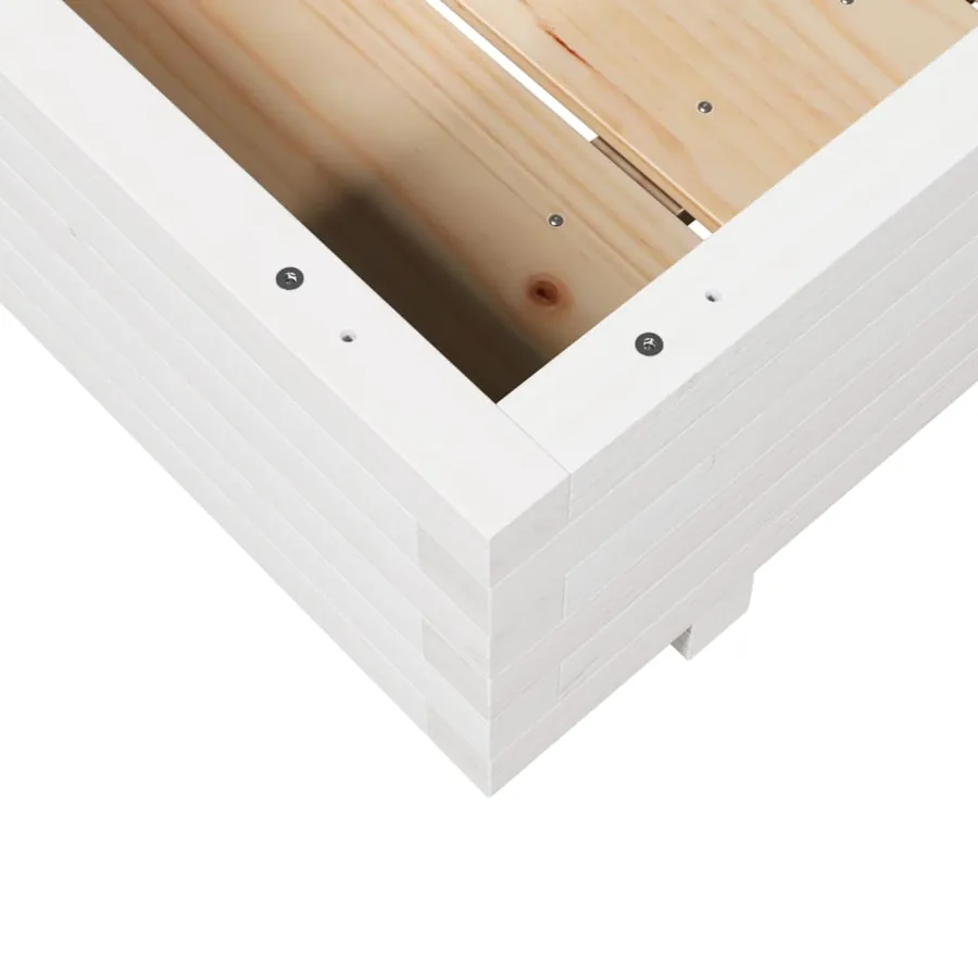 Jardinière blanc 90x90x26,5 cm bois de pin massif - 8