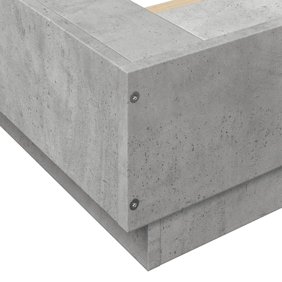 Cadre de lit et lumières LED sans matelas gris béton 150x200 cm - 10