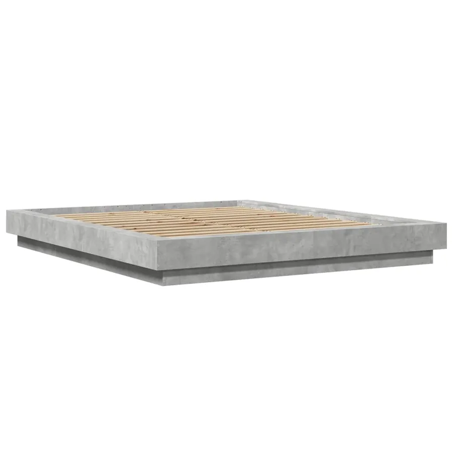 Cadre de lit et lumières LED sans matelas gris béton 150x200 cm - 3