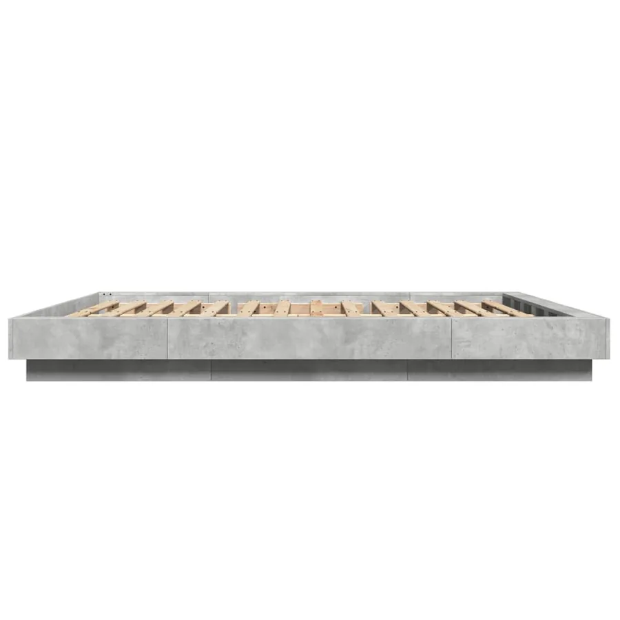 Cadre de lit et lumières LED sans matelas gris béton 150x200 cm - 6