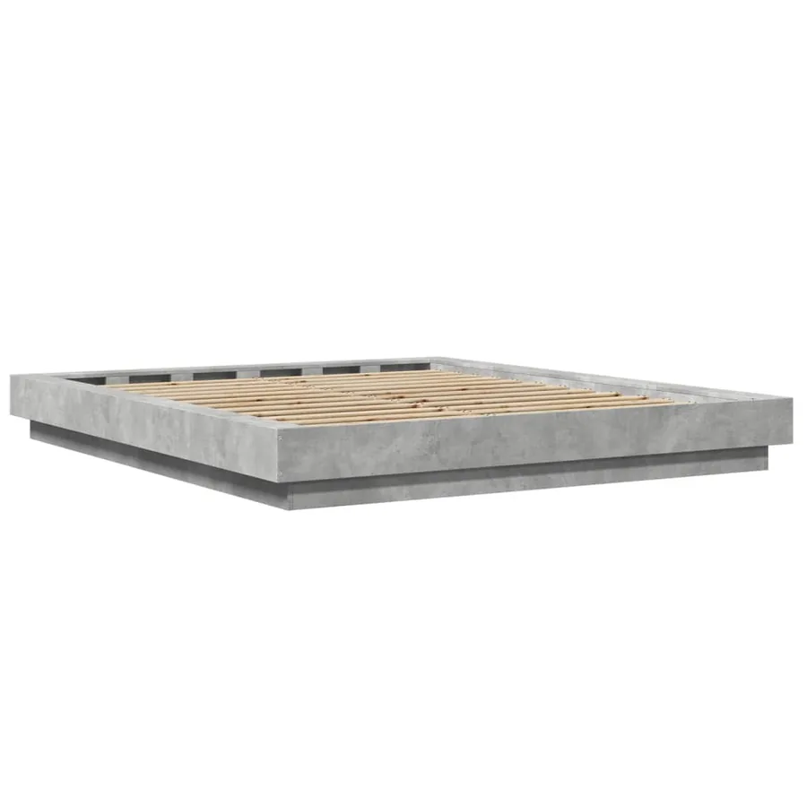 Cadre de lit et lumières LED sans matelas gris béton 150x200 cm - 7