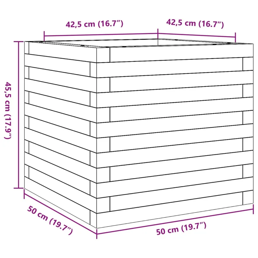 Jardinière cire marron 50x50x45,5 cm bois de pin massif - 10