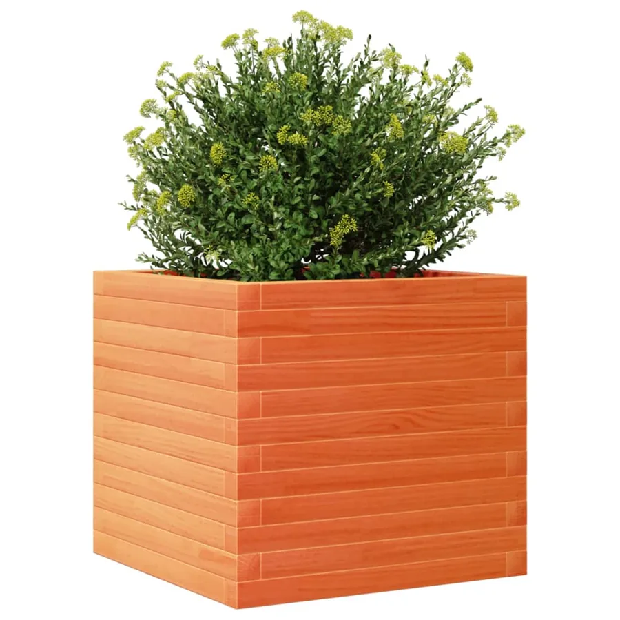 Jardinière cire marron 50x50x45,5 cm bois de pin massif - 4