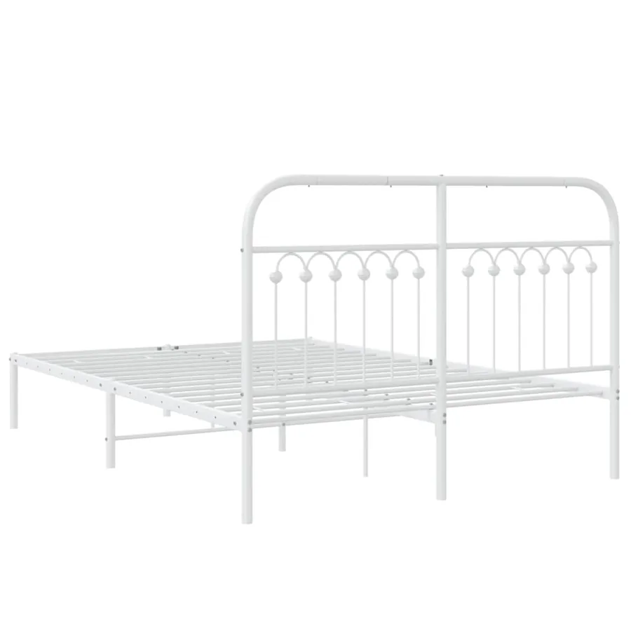 Cadre de lit métal sans matelas et tête de lit blanc 140x200 cm - 6