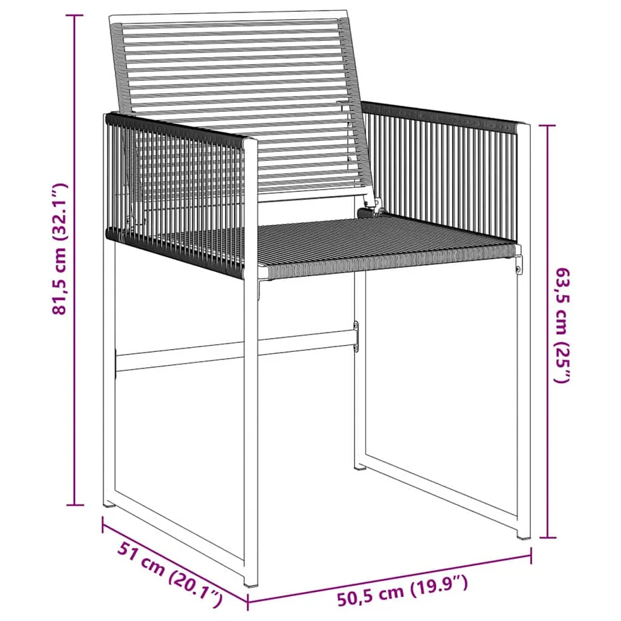 Chaises de jardin lot de 4 noir résine tressée - 11