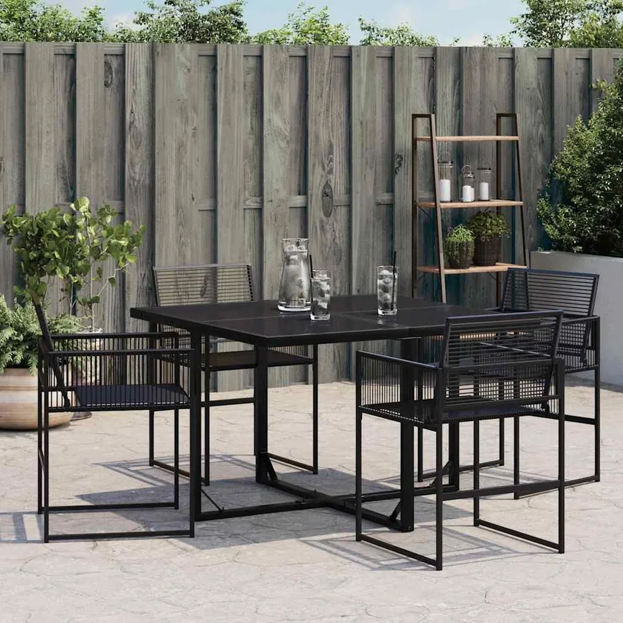Chaises de jardin lot de 4 noir résine tressée - 3
