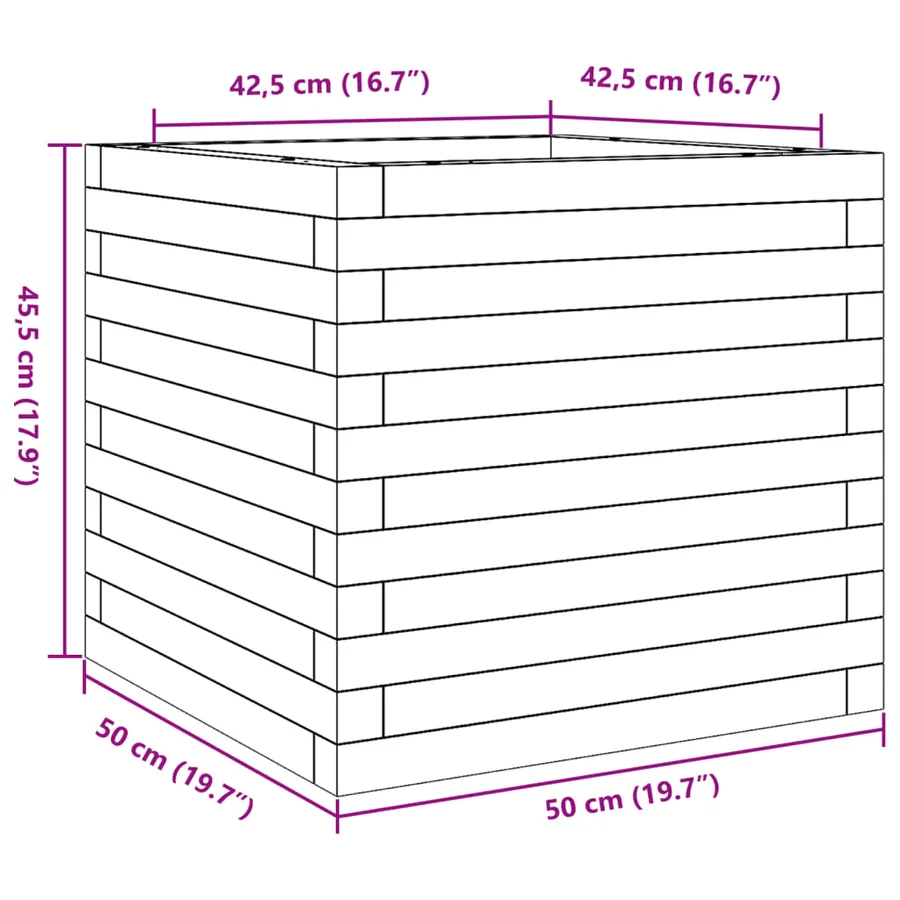 Jardinière 50x50x45,5 cm bois de pin imprégné - 10