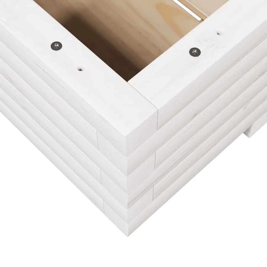 Jardinière blanc 110x60x26,5 cm bois de pin massif - 8