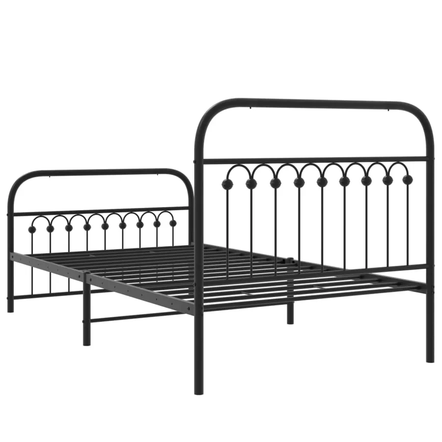 Cadre de lit métal sans matelas avec pied de lit noir 100x190cm - 6