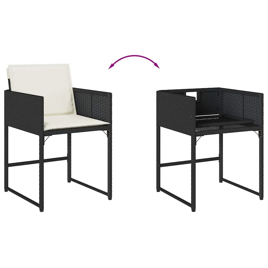 Ensemble à manger de jardin 11 pcs coussins noir résine tressée - 10