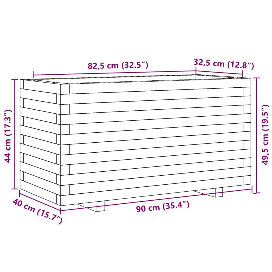 Jardinière 90x40x49,5 cm bois de pin imprégné - 10