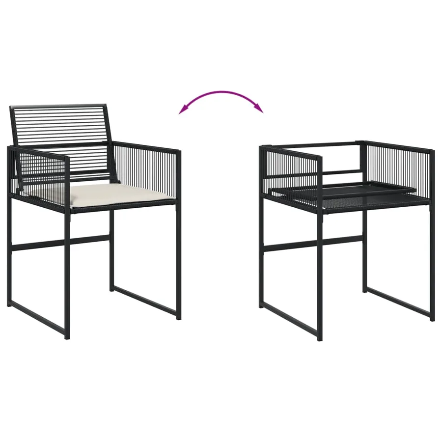 Ensemble à manger de jardin 9pcs coussins noir résine tressée - 10
