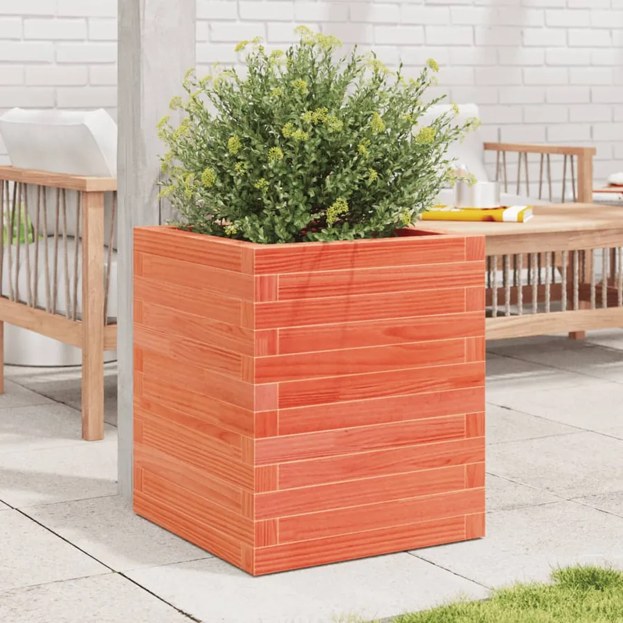 Jardinière cire marron 40x40x46 cm bois de pin massif - 3
