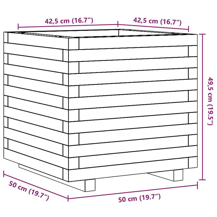 Jardinière blanc 50x50x49,5 cm bois de pin massif - 10