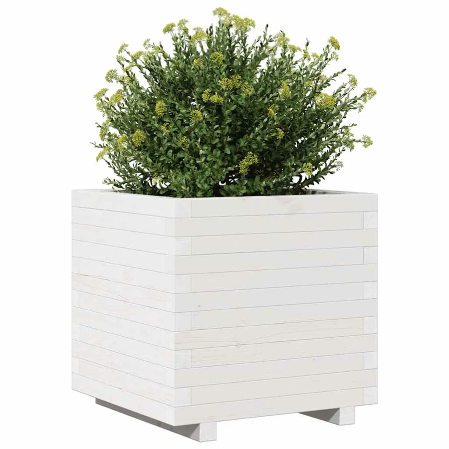 Jardinière blanc 50x50x49,5 cm bois de pin massif - 4