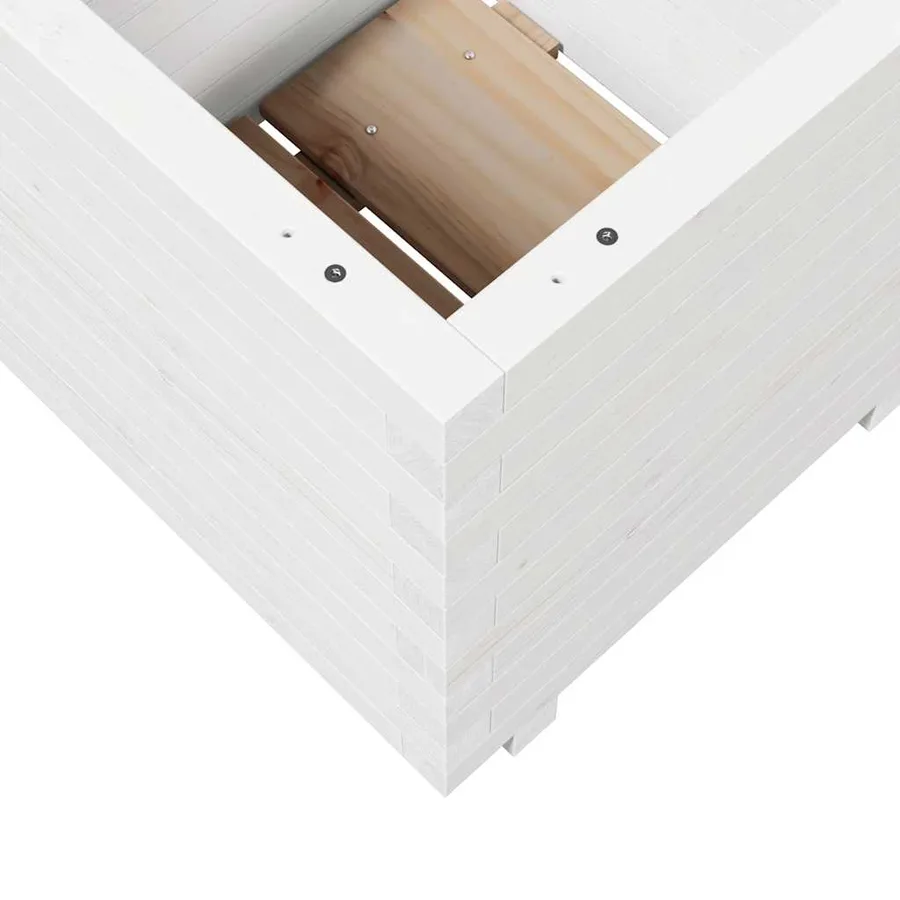 Jardinière blanc 50x50x49,5 cm bois de pin massif - 8