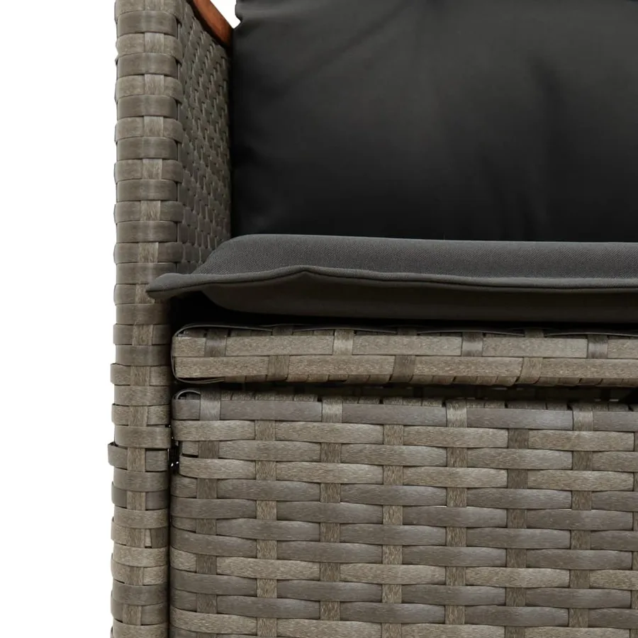 Canapé de jardin inclinable 2 places avec table gris poly rotin - 9