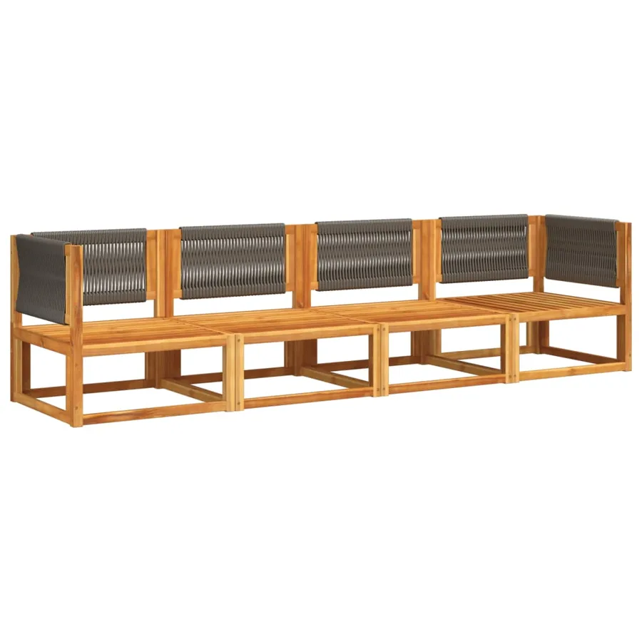 Ensemble de canapés de jardin 4 pièces avec coussins en bois d'acacia et corde - 3
