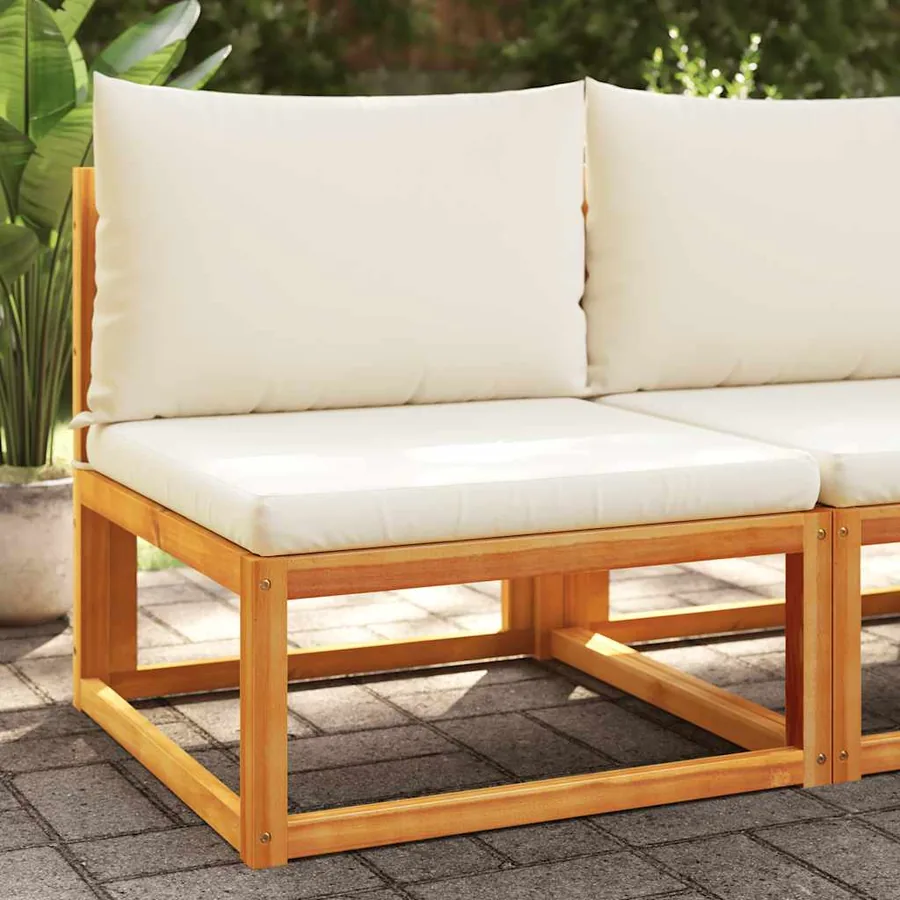Canapé de jardin sans accoudoirs avec coussins en bois d'acacia et corde