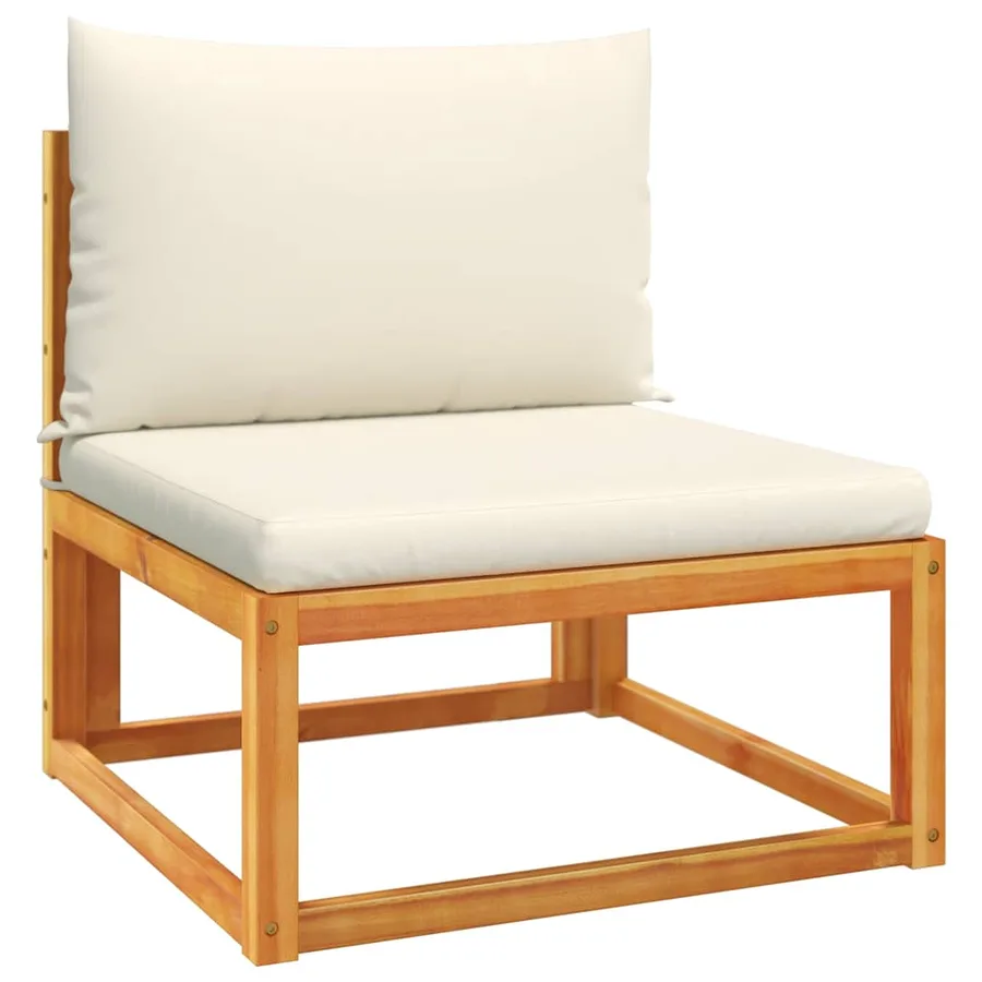 Canapé de jardin sans accoudoirs avec coussins en bois d'acacia et corde - 2