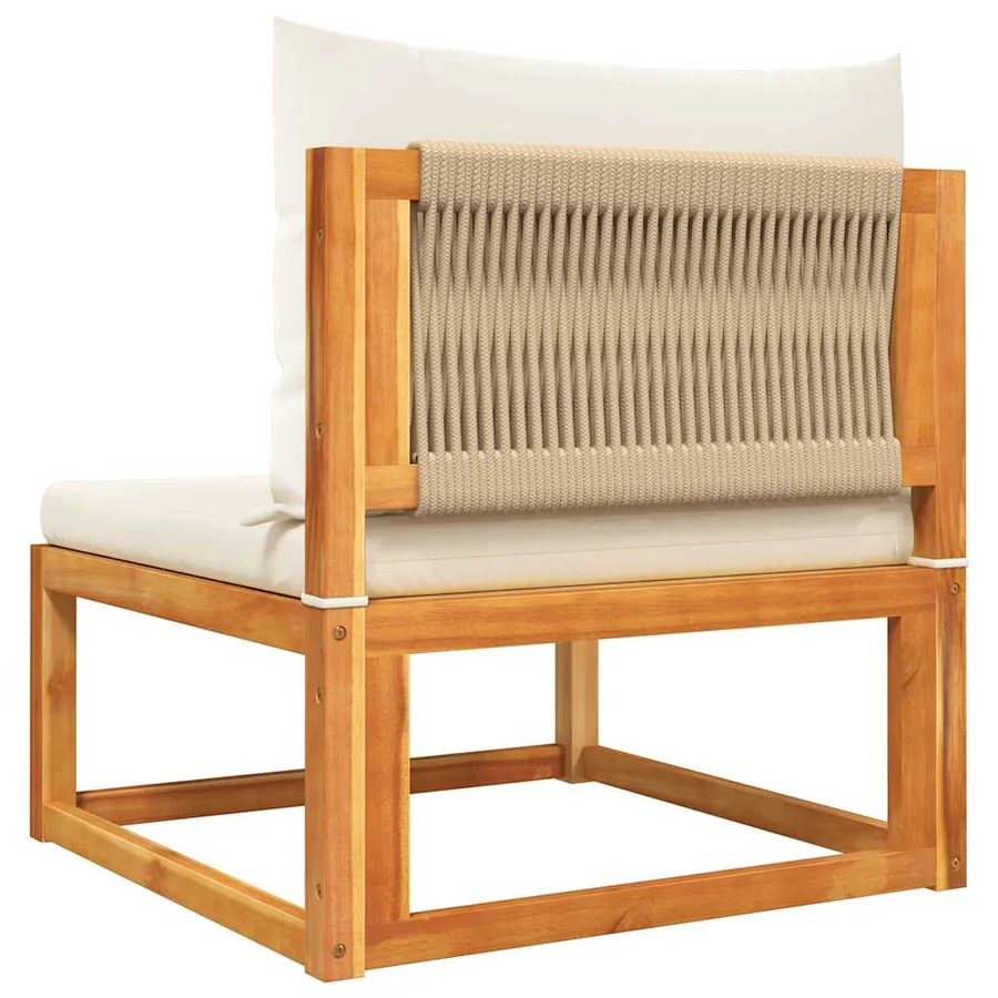 Canapé de jardin sans accoudoirs avec coussins en bois d'acacia et corde - 6