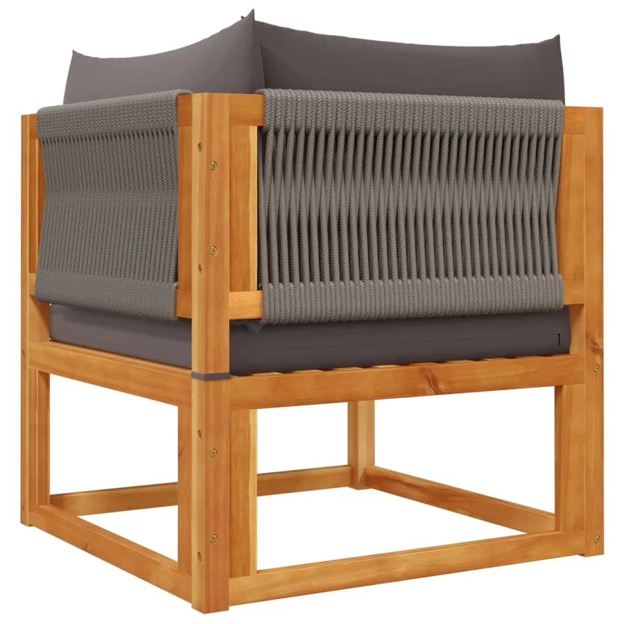 Ensemble de canapés de jardin 8 pièces avec coussins en bois d'acacia et corde - 8
