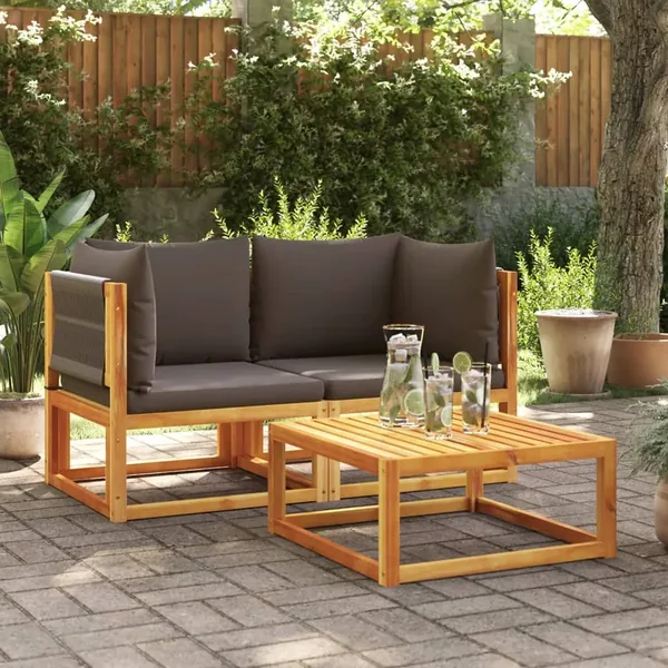 Canapés d'angle de jardin avec coussins 2 pièces Bois d'acacia et corde