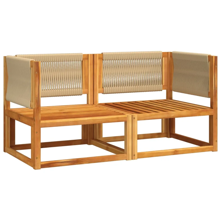 Canapés d'angle de jardin avec coussins 2 pièces Bois d'acacia et corde - 3