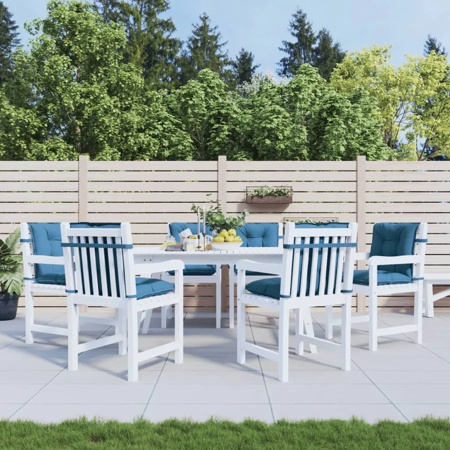 Coussins de chaise à dossier bas lot de 6 bleu mélangé tissu - 3