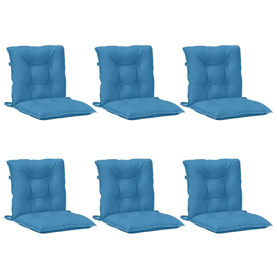 Coussins de chaise à dossier bas lot de 6 bleu mélangé tissu - 4