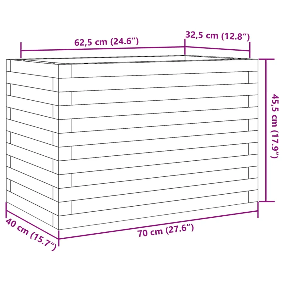 Jardinière blanc 70x40x45,5 cm bois de pin massif - 10