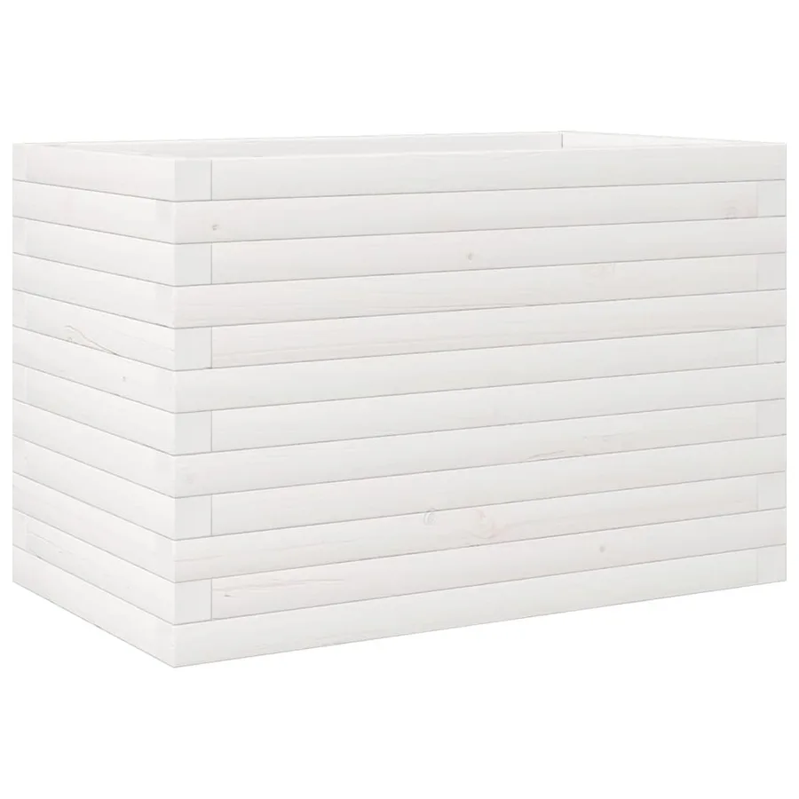 Jardinière blanc 70x40x45,5 cm bois de pin massif - 2