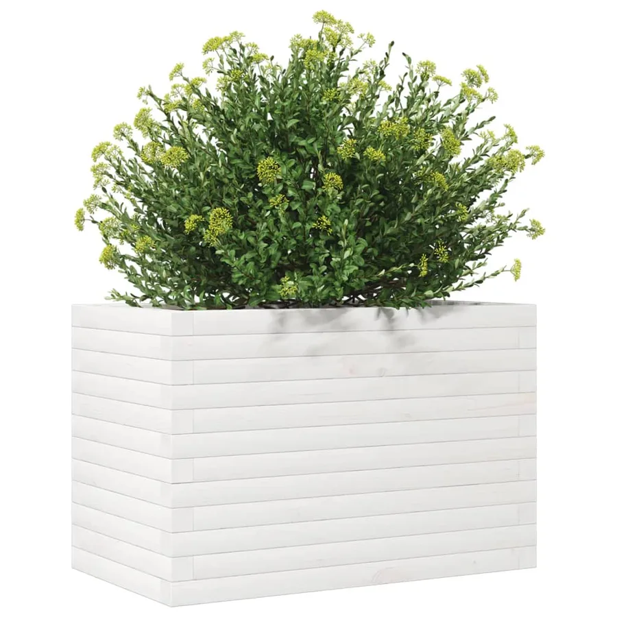 Jardinière blanc 70x40x45,5 cm bois de pin massif - 4