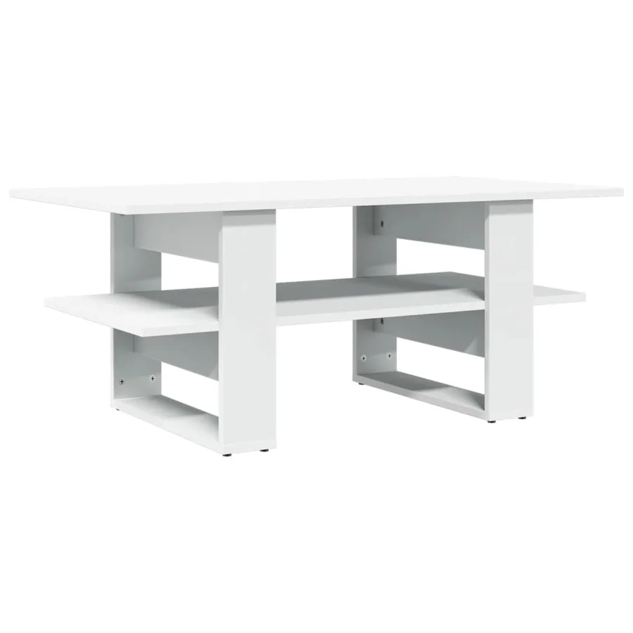 Table basse blanc 102x55x42 cm bois d'ingénierie - 5