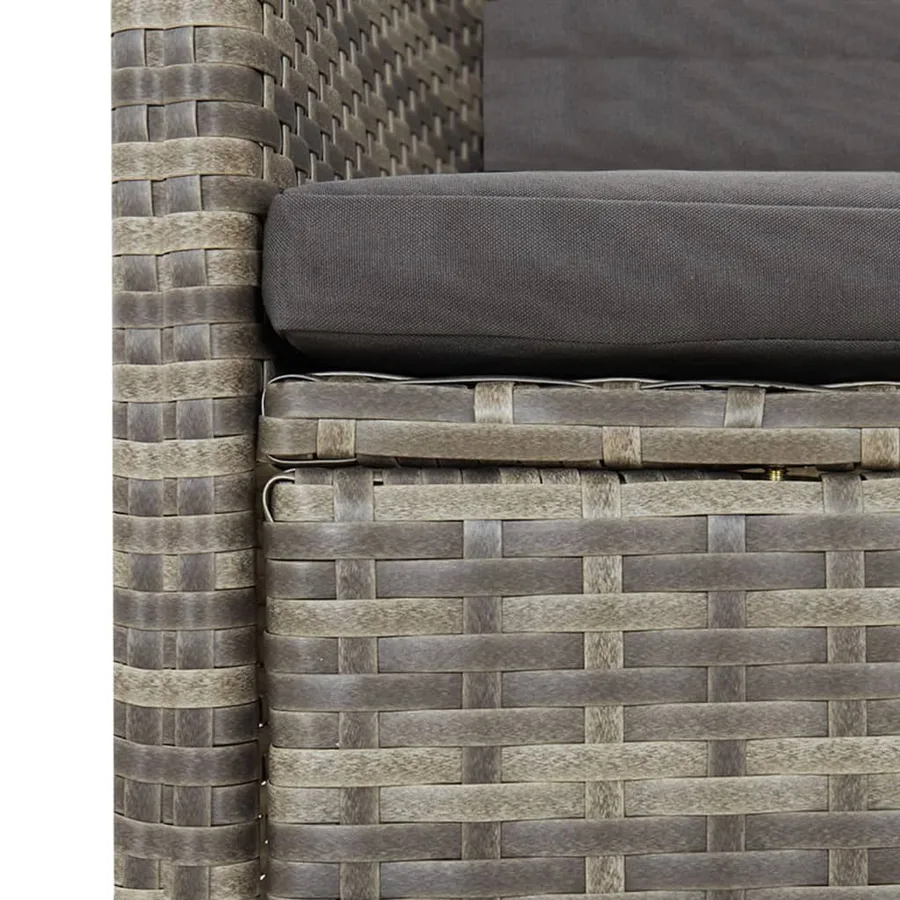 Ensemble à manger de jardin 9 pcs coussins gris résine tressée - 5