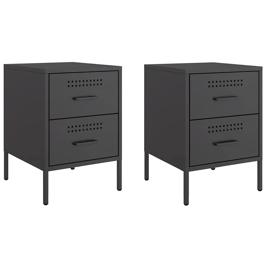 Tables de chevet 2 pcs noir 36x39x50,5 cm acier - 2