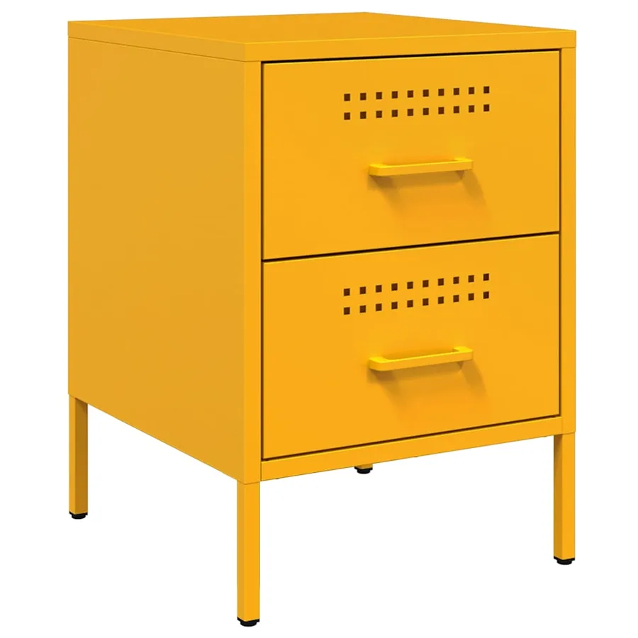Table de chevet jaune moutarde 36x39x50,5 cm acier - 2