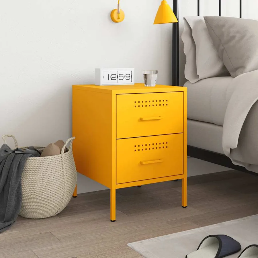 Table de chevet jaune moutarde 36x39x50,5 cm acier - 3