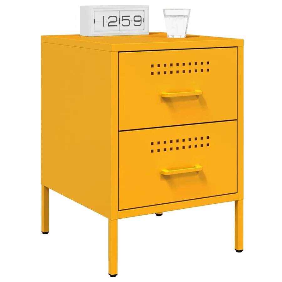 Table de chevet jaune moutarde 36x39x50,5 cm acier - 4