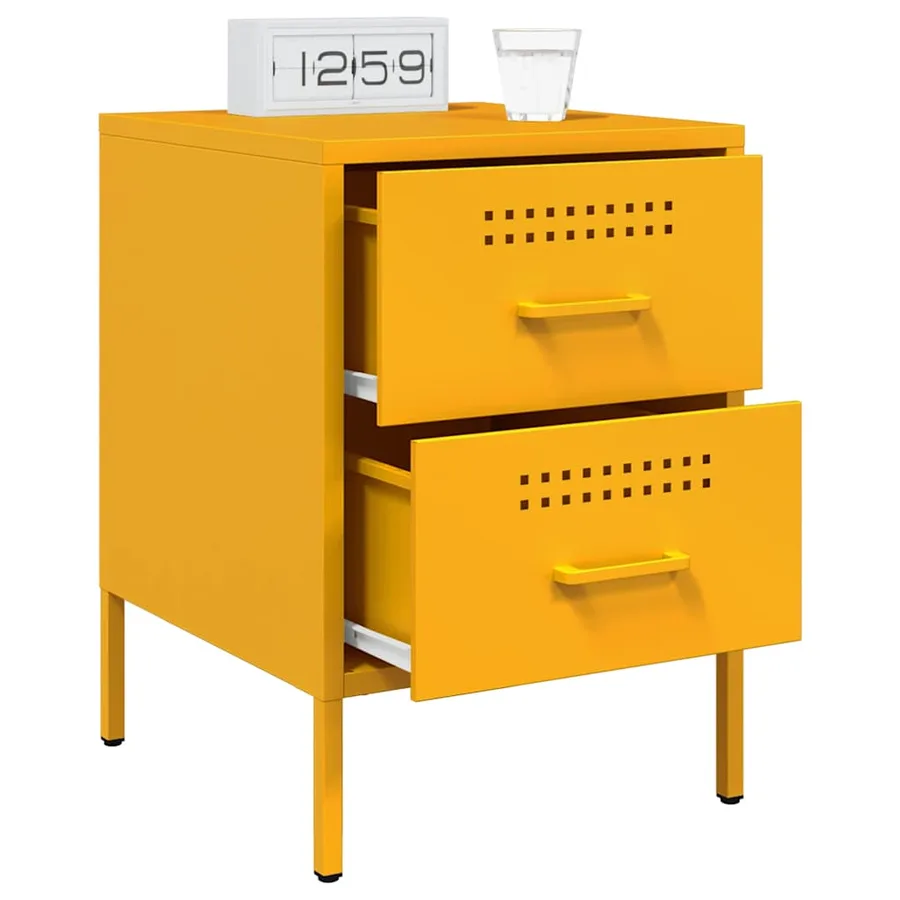 Table de chevet jaune moutarde 36x39x50,5 cm acier - 5
