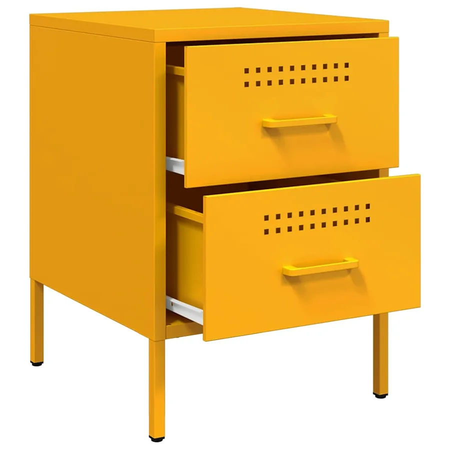 Table de chevet jaune moutarde 36x39x50,5 cm acier - 9