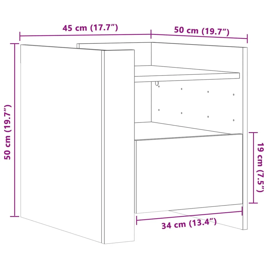 Table de chevet chêne sonoma 45x50x50 cm bois d’ingénierie - 11