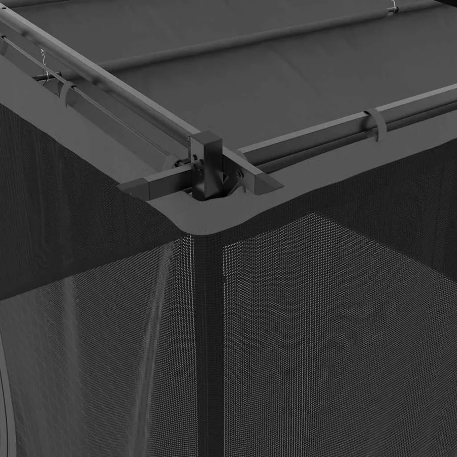 Tonnelle avec parois en filet anthracite 3x3 m acier - 7