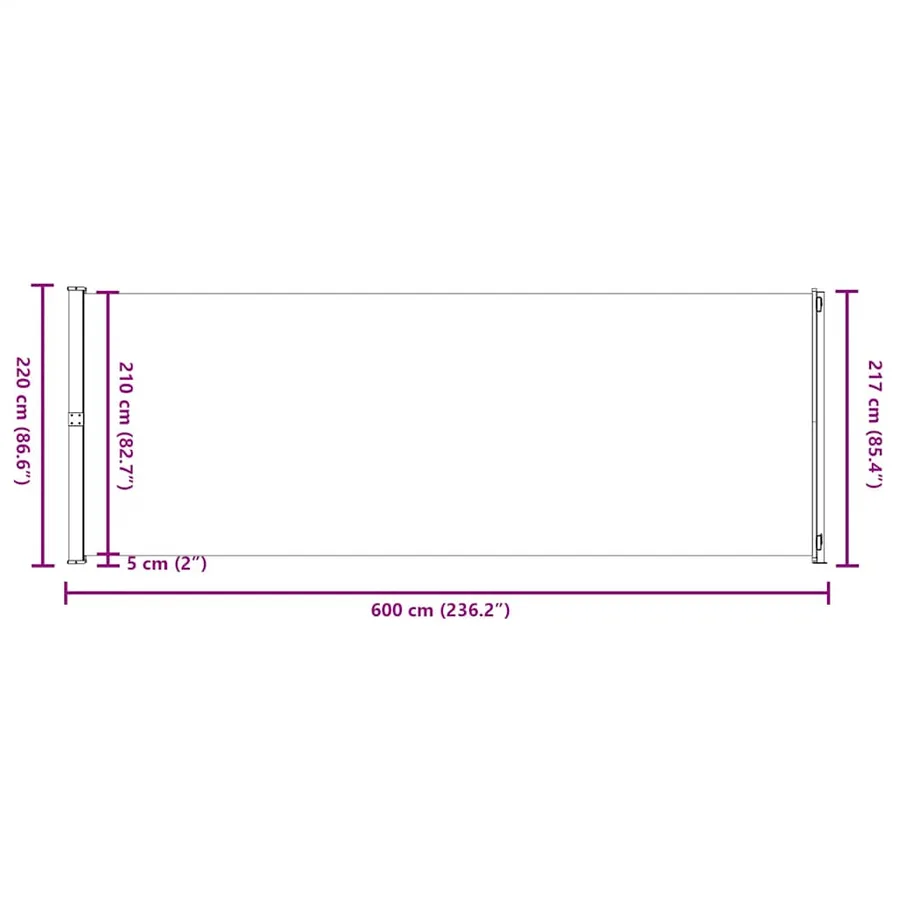 Auvent latéral rétractable de patio 220x600 cm Rouge - 11