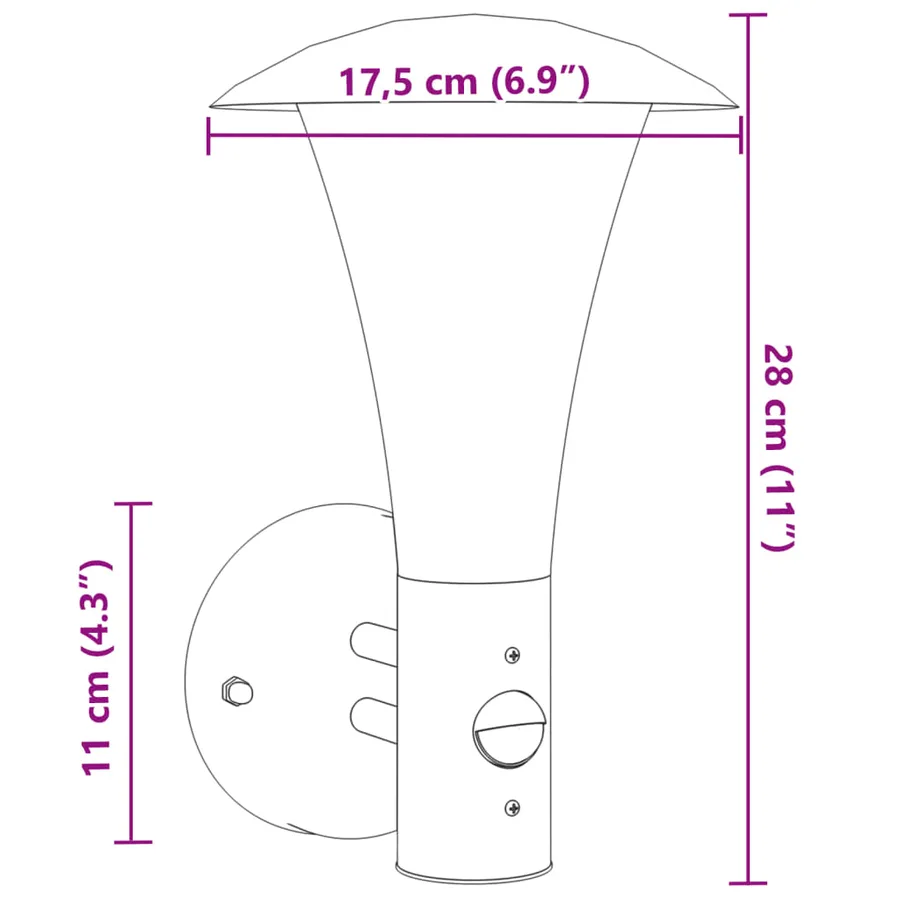 Appliques murales d'extérieur et capteurs 2pcs acier inoxydable - 7