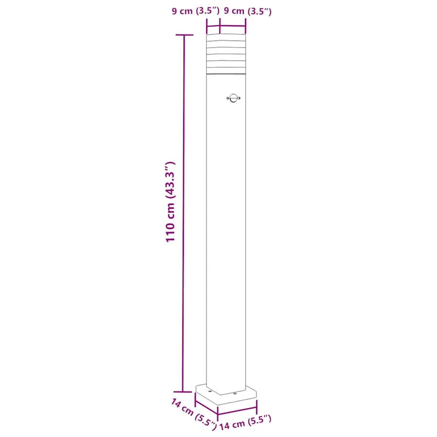 Lampadaires d'extérieur avec capteur 3 pcs noir 110cm aluminium - 7