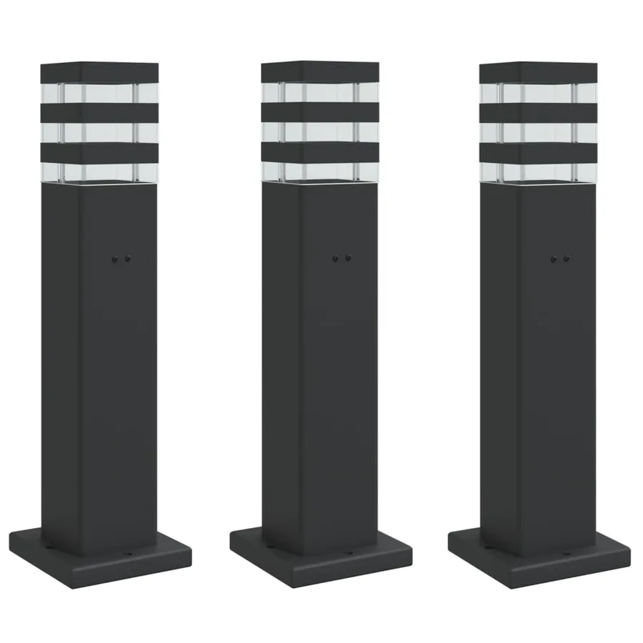 Lampadaires d'extérieur avec sortie 3 pcs noir 50 cm aluminium - 2